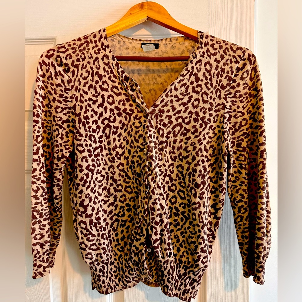 J. Crew Leopard-Print Cotton Cardigan